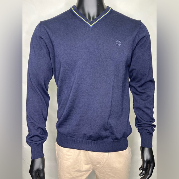 Roberto Cavalli Blue V Neck Sweater